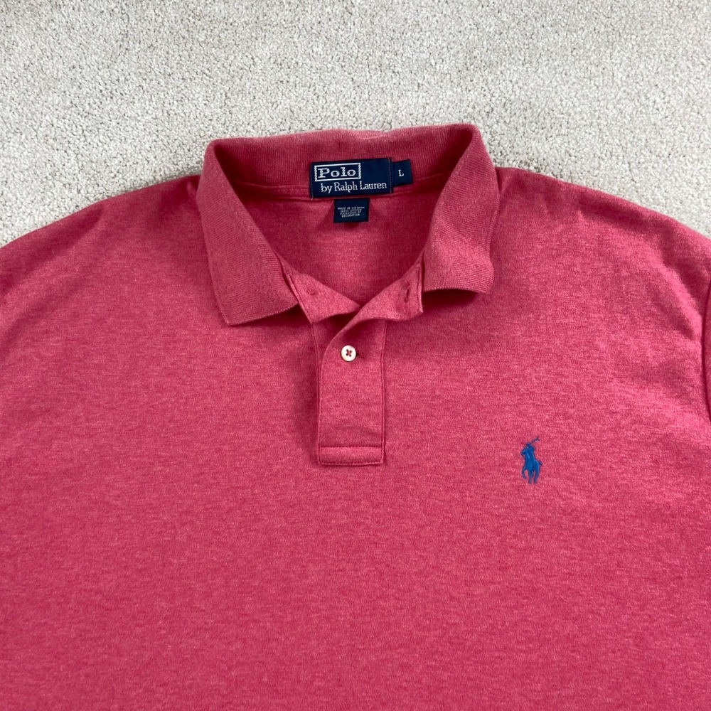 Polo Ralph Lauren Polo Shirt Mens L Red Heathered Short Sleeve Pony Logo